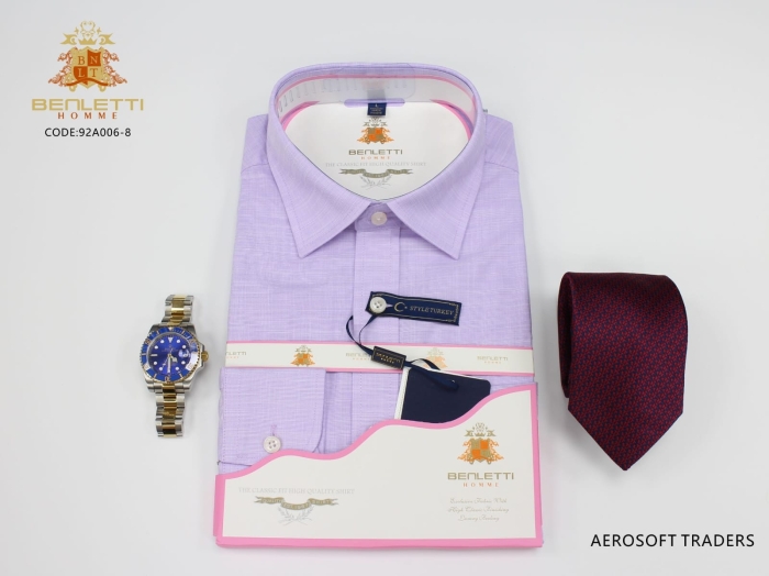 LegitLight blue quality Benletti long sleeved Modern fit 100% Cotton Kent collar and Button Cuff official shirt S-4xl