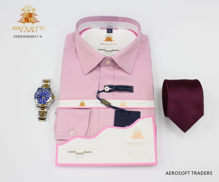 Elegant Peach quality Benletti long sleeved Modern fit 100% Cotton Kent collar and Button Cuff official shirt S-4xl