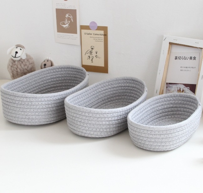 Haofy Woven Storage Baskets Cotton Rope Storage 3 Pieces for Gifts  BROWN