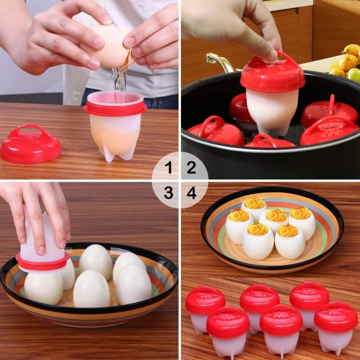 Buy this Amazing Easy to use 6pc set silicone egg poacher// DELFINO Silicone Egg Cooker, Pack of 6 Boiled Egg Maker, Hard and Soft Make, No Shell, Non Stick Silicone, BPA Free, Egg Boiler, Egg Cups, Egg Poachers, Egg Cooker