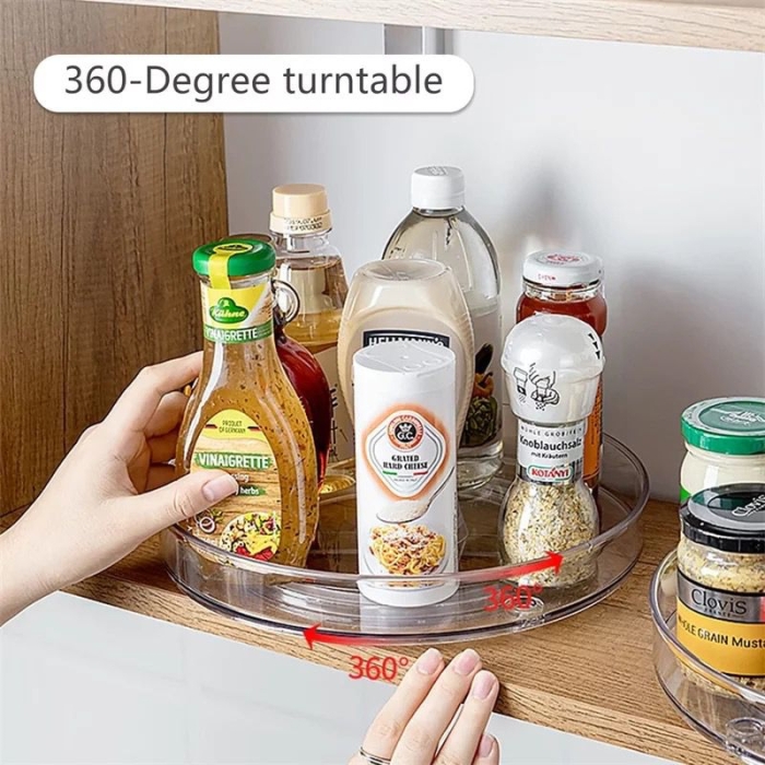 Buy Lazy Susan Rotating Turntable Storage Container- for Cabinets, Pantry, Fridge, Countertops, Clear Plastic Food Storage Spinning Organizer (11