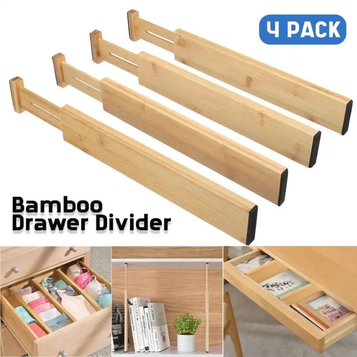Expandable Size Multifunctional Bamboo drawer Dividers