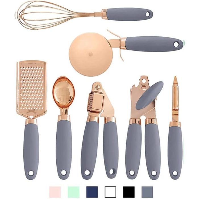 High quality 7pcs Kitchen gadget set with copper plated now available 