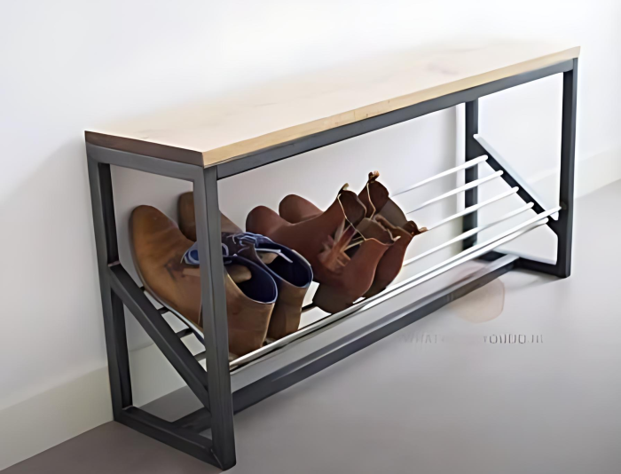 Modern Entryway wooden shoe rack/organizer with metal frame 3ft*1ft*30ft