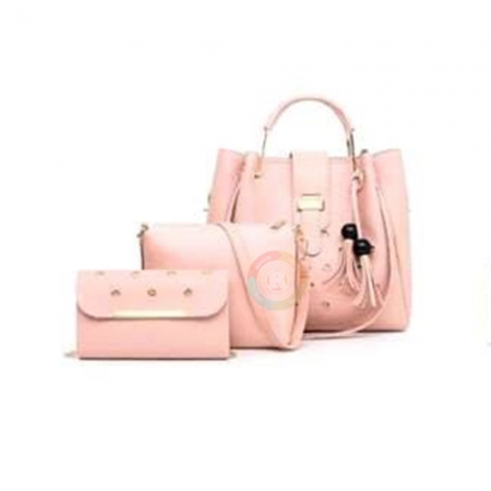 3PC Women Handbag set Pink