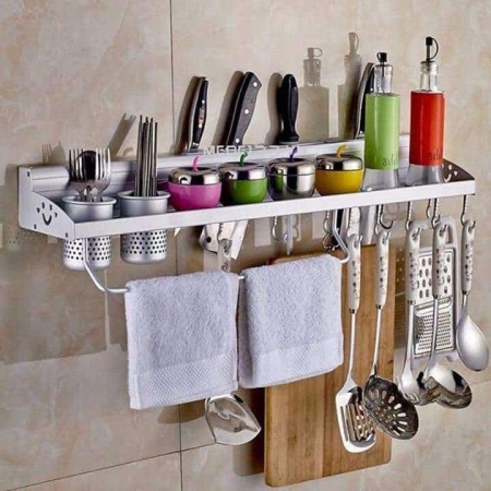 304 Stainless Steel kitchen rack, Kitchen Shelf, Cooking Utensil Tools Hook Rack, kitchen Holder & Storage