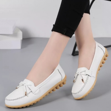 White female ballet flat shoes