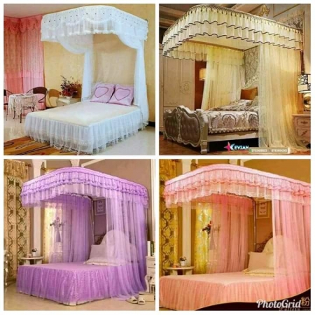 Generic Two stand mosquito net with sliding rails / High quality 2 stand mosquito net with rails available 4*6 ft/5*6 ft/6*6 ft and colors White/Pink/Cream/Purple