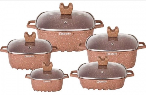 10pcs dessini granite square pot cookware set
