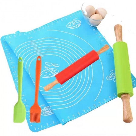 Rolling Pin Set,Combo Kit of Large and Small Non-Stick Silicone Dough Rollers and Pastry Cutter,Pastry mat,Scraper,Brush