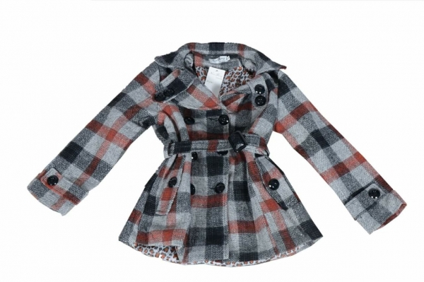 Toddler Girls fashion princess brown checked trench coat 