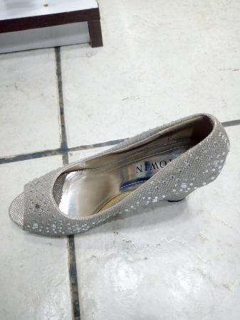 Shinny silver wedge shoe