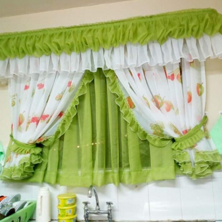Colourful Green Kitchen Curtain curtain to sheer