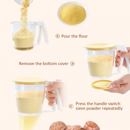 Handheld Flour Sieve with Lid and Fine Mesh Filter 