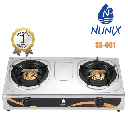 2 burner gas cooker stainless steel top Nunix SS-01