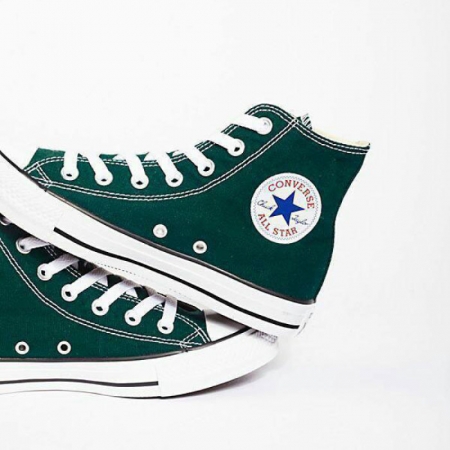 Dark green high cut converse shoes
