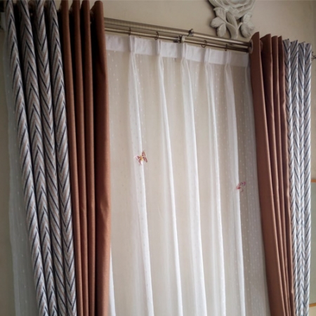 3pc 1.5m by 1.5m curtain, 2m shear Brown Curtain
