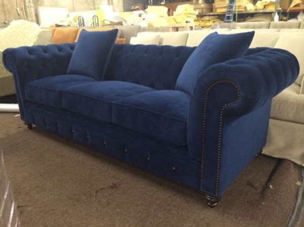 .Dark blue couch.