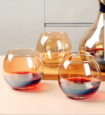 6pcs Gold balloon whisky/stemless wine glasses