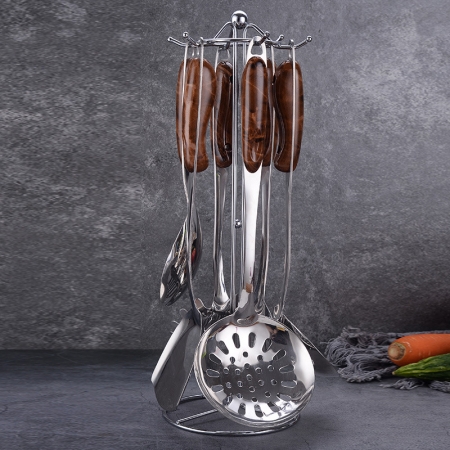 Stainless steel spoon set with a stand