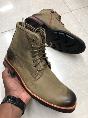 Timberland Jungle green lace up Pure leather High boots size 39-45