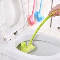 Buy Plastic Long Handle Bathroom WC Toilet Scrub Double Side Cleaning Brush Holder
