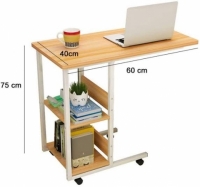 Overbed laptop bedside table with wheels
