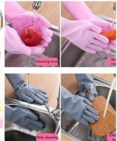 Silicone washing gloves reusable magic dishwashing gloves