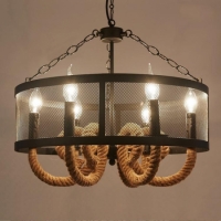 Gorgeous Open Cage Black Rustic 6 bulb round chandelier