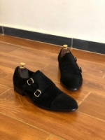 Black suede leather shoes for men