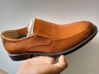 Brown leather unlaced rubber sole official shoes 