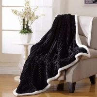 Black and White SHERPA Flannel Fur Blanket 5x6 Duvet