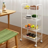 4- tier movable Trolley White and black Signature KT004
