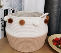 Brown and White Woven Decorative Basket for toys and laundry