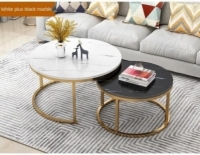 Nesting tables sets with solid frame MDF board top with marble effect