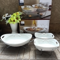 3Pcs Ceramic Food warmers with a stand