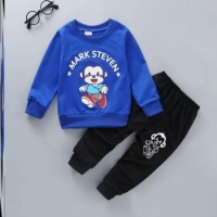 Blue and Black Boy Clothing Set Kids sweatshirt plus sweat pants