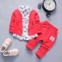 Red Boy Clothing Set Kids Coat plus Pants 