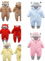 Babies Jumpsuit Fleece Romper Newborn Boys and Girls Hooded Warm Sleepsuit Footed 3-6 Months