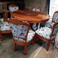Dining table with chairs 6 chairs with fabric and a round table