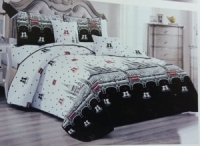 White dotted bedcover set 7by8 1 bedcover 1 bedsheet 2 pillowcases 