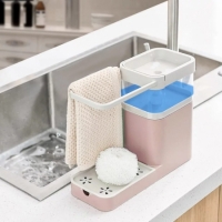 3 in 1 Soap Dispenser with Towel Rack and Sponge Holder