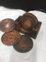 Wrought design  Coaster set,  6 coasters and a holding base