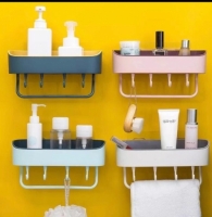 Bathroom Shelf Organizer with towel holder and hooks Rack Organizer