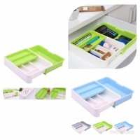 Expandable plastic cutlery organizer drawer