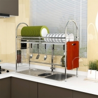 Over the sink stainless steel dish rack