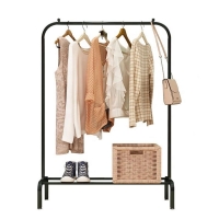 Single Clothes hanging rack with top rod and lower storage shelf