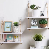 2 Layer Hanging Shelves with Hooks to stick on the wall.