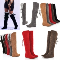 Suede high knee boots for women