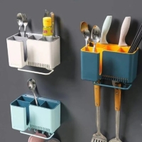 Bathroom and kitchen shelf organizer with 5 hooks and a small towel holder